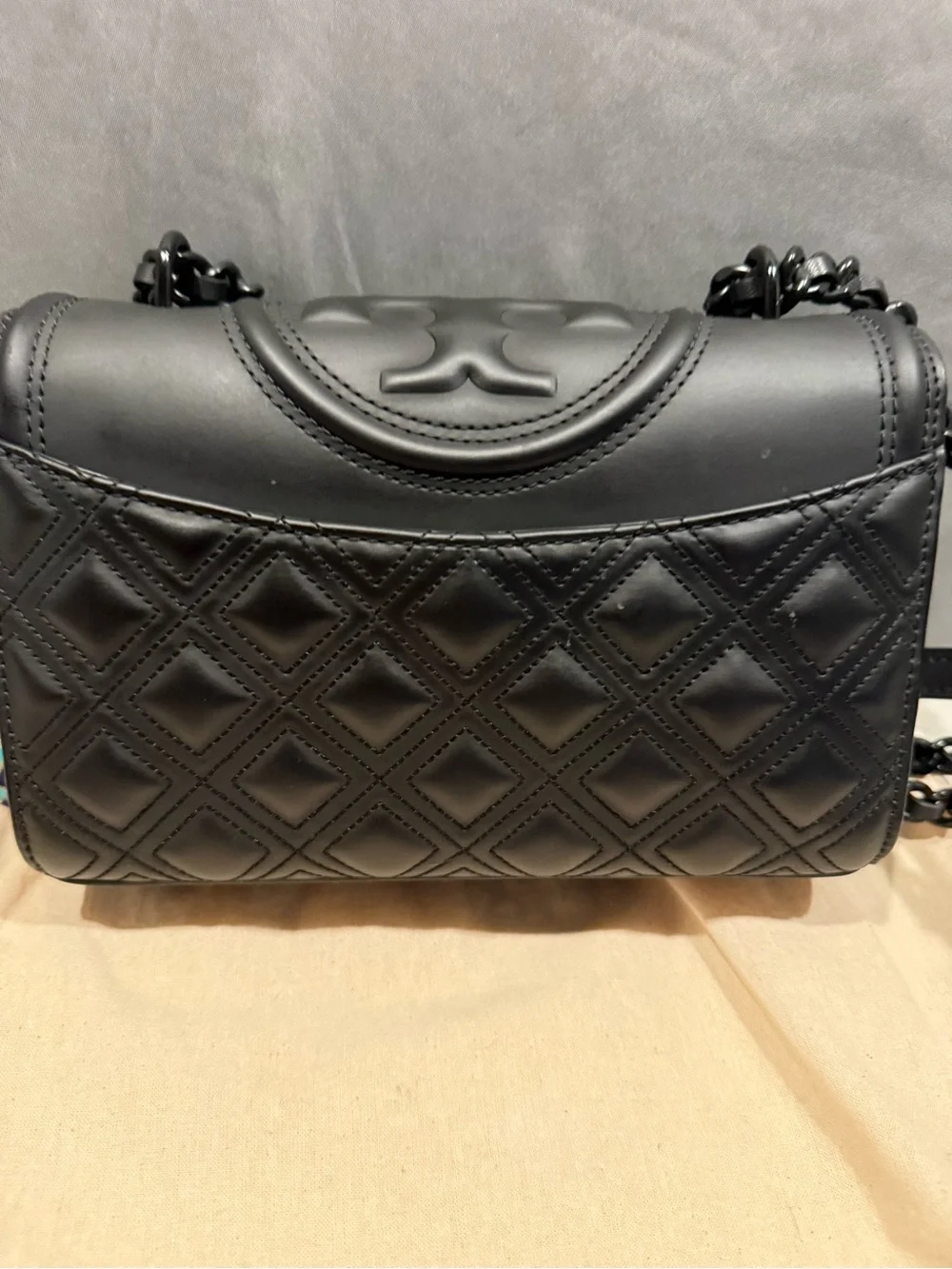 Tory Burch Black Quilted Shoulder Bag with Tassel